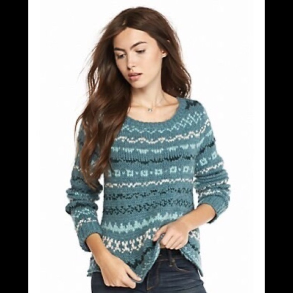 Free People Through The storm Sweater Sea blue